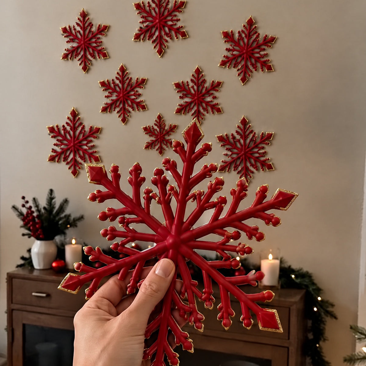 Hollyflake snowflake held in hand